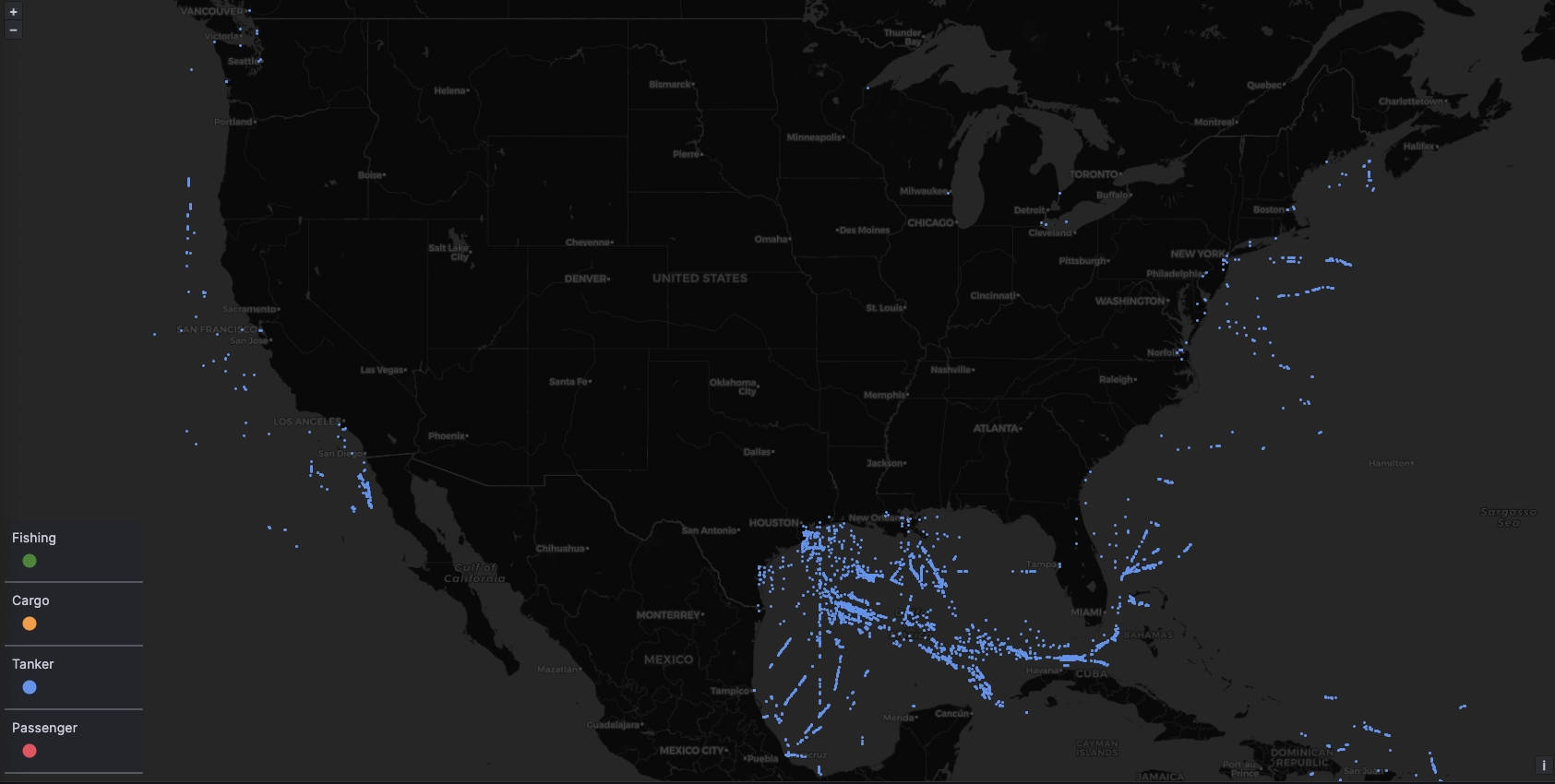 Tanker dots as indicated in the paragraph.